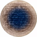 Round Area Rug Featuring Gradient Blue To Brown Ombre Design And Soft Texture