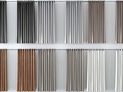 Various Colored Curtains with Different Textures and Modern Designs for Home 3d model