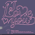 Pink Neon Lamp Combination Featuring Love You Design For Dark Background Decorative Lighting