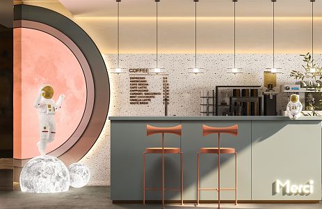 Modern Cafe Coffee Bar 3d model