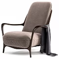 Comfortable Modern Single Sofa With Beige Fabric Wooden Armrests And Quilted Stitching