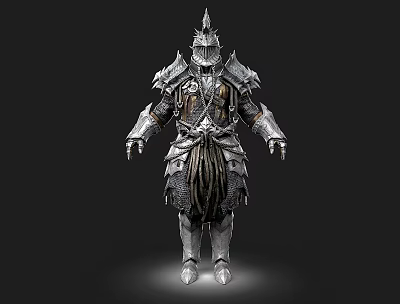 Man Wearing Intricate Medieval Armor With Spiked Helmet And Chainmail Details 3d model