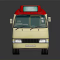 Yellow City Bus with Red Roof Illuminated Top Sign and Blue Side Text Design