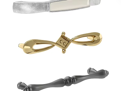 Decorative Door Handles In Silver Gold And Black Metallic Designs For Home 3d model