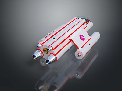 White And Red Spacecraft With Multiple Thrusters For Deep Universe Exploration Missions 3d model