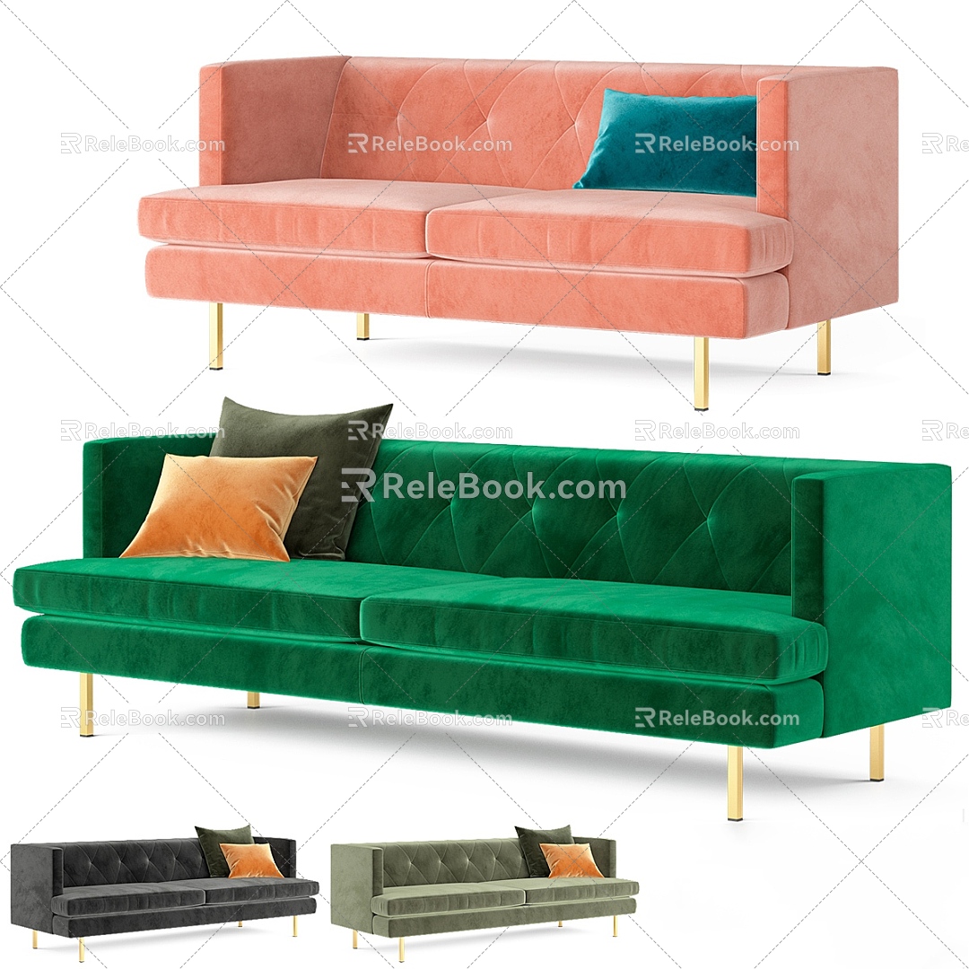 Velvet double sofa 3d model