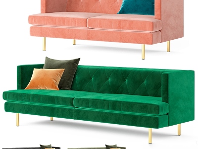 Velvet double sofa 3d model