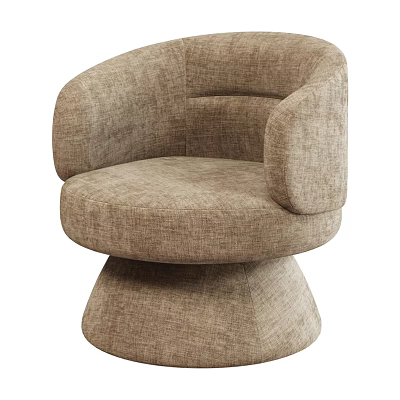 Modern Beige Accent Chair With Upholstered Fabric Rounded Armrests And Conical Base 3d model
