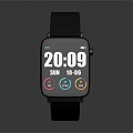 Modern Smartwatch With Black Strap Square Dial And Colorful Icons Displaying Time And Date