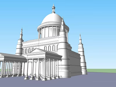Ancient Architectural Design Featuring Dome Columns And Tall Ornate Towers 3d model