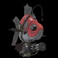 Futuristic Red Mechanical Fish With Robotic Components And Bat Like Fins
