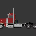 Red Heavy Duty Tractor Truck With Chrome Cab And Dual Exhaust Pipes