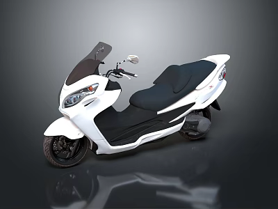 Stylish White Scooter Motorcycle With Modern Design Black Seat And Windshield 3d model