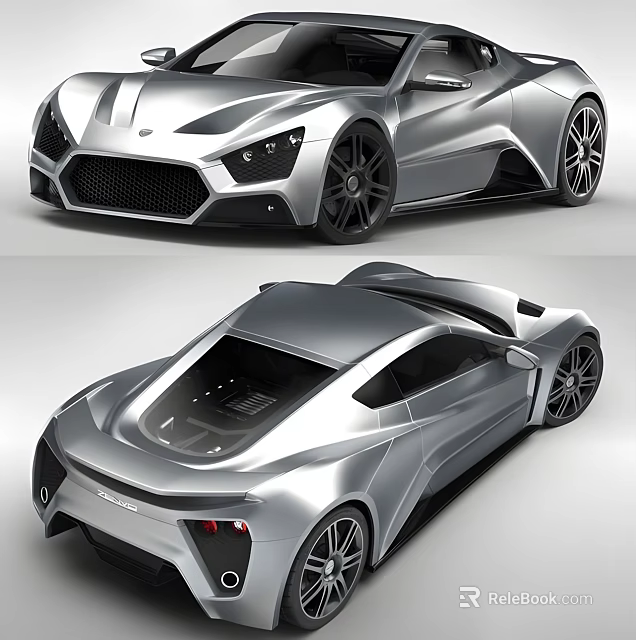 Silver Sports Car With Sleek Aerodynamic Body And Modern Exterior Design 3d model 