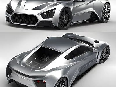 Silver Sports Car With Sleek Aerodynamic Body And Modern Exterior Design 3d model