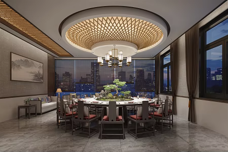 New Chinese-style private dining room 3d model