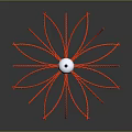 Futuristic Sci Fi Scene With Metallic Core And Red Radial Structures On Dark Background