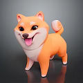Cute 3D Shiba Inu Toy With Orange White Fur Happy Expression And Curled Tail
