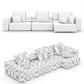 Modern Multi Seater Sectional Sofa With Plush Cushions And Neutral Tones 3d model