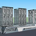Modern Commercial Complex Exterior Featuring High Rise Buildings And Glass Facade Design