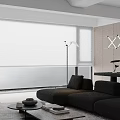 Modern Minimalist Integrated Living And Dining Room With Wood Panel Walls And Elegant Soft Furnishings