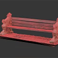 Outdoor Bench With Wooden Seat Stone Carved Lion Head Armrests And Base