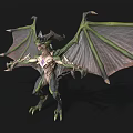 Fantasy Dragon Creature With Green Gray Scales Large Wings And Purple Chest Gem