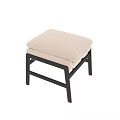 Modern Sofa Stool With Beige Padded Cushion And Black Frame Design 3d model