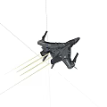 Silver Fighter Jet Flying with Yellow Afterburner Flames in Dark Sky