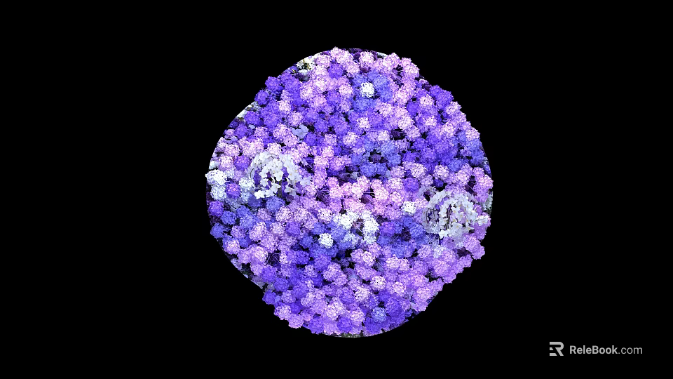 Circular Floral Display With Purple And White Small Flowers Decorative Art 3d model 