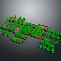 Green Potted Plants In Various Size Pots And Trays For Display Arrangement