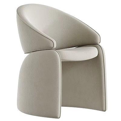 Elegant Modern Beige Armchair with Curved Backrest and Comfortable Seat Design 3d model