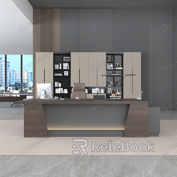 Office desk bookcase combination model