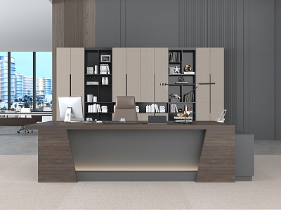 Office desk bookcase combination model