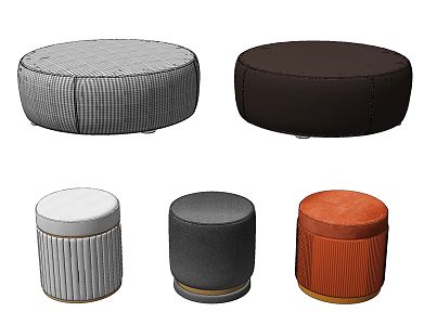 Modern Sofa Stool Fabric Leather Round Stool Pier 3d model