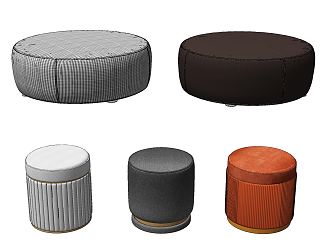 Modern Sofa Stool Fabric Leather Round Stool Pier 3d model