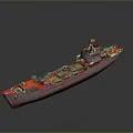 Detailed White And Red Ship Scale Model With Deck Structure And Equipment 3d model