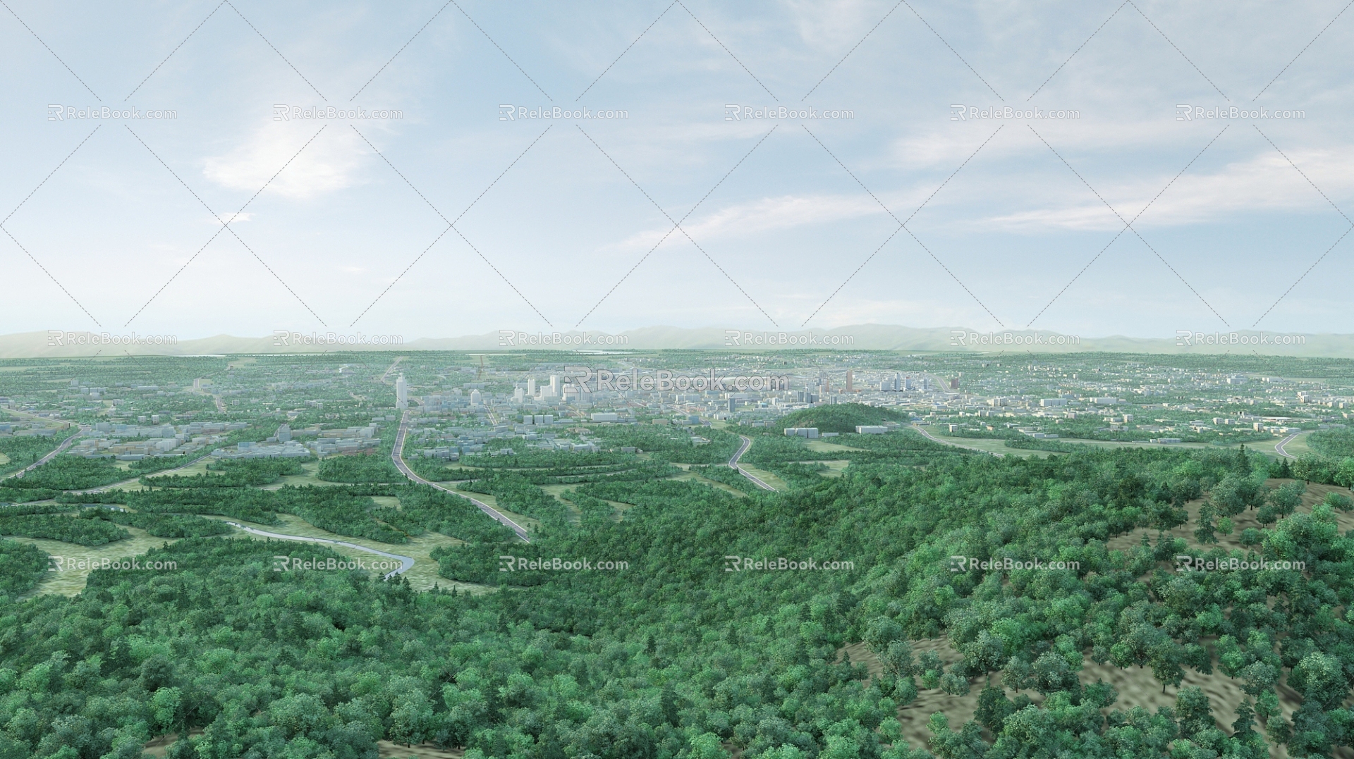 Modern Aerial View Urban Aerial View 3d model