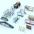 Outdoor Playground Equipment Featuring Climbing Frames Swings Slides And Balance Beams