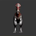 Vibrant Red Black Feathered Dinosaur Model With Head Crest In Standing Pose 3d model