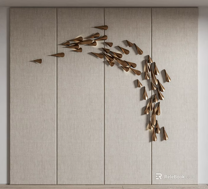 Modern Luxury Wooden Bird Shaped Wall Decor On Textured Wall Surface 3d model 