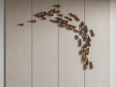 Modern Luxury Wooden Bird Shaped Wall Decor On Textured Wall Surface 3d model