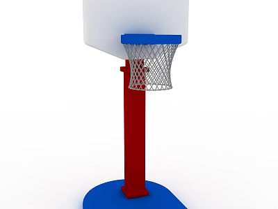 Modern Basketball Court With White Backboard Blue Rim Red Pole And Blue Base 3d model