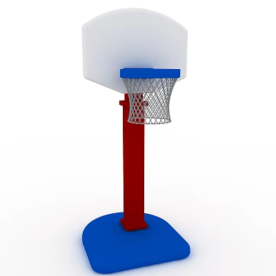Modern Basketball Court With White Backboard Blue Rim Red Pole And Blue Base 3d model