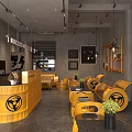 Creative Industrial Style Yellow Leisure Sofa Set For Modern Cafe Public Lounge Relaxation Space