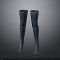 Blue Knee High Socks Design With White Stripe Pattern And Glossy Finish