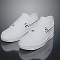 White Sneakers With Black Dot Pattern On Side And Perforated Toe Box For Casual Style 3d model