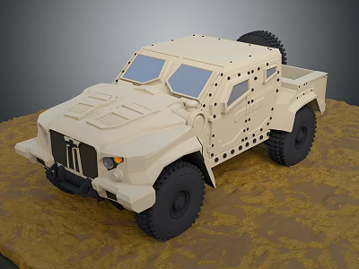 Beige Functional Off Road Vehicle With Large Tires 3d model