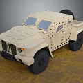 Beige Functional Off Road Vehicle With Large Tires 3d model
