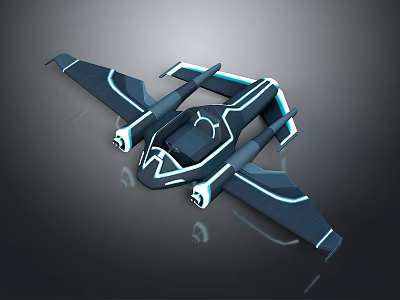 Futuristic Passenger Aircraft Featuring Sleek Body Blue Accent Lines And Twin Engines 3d model